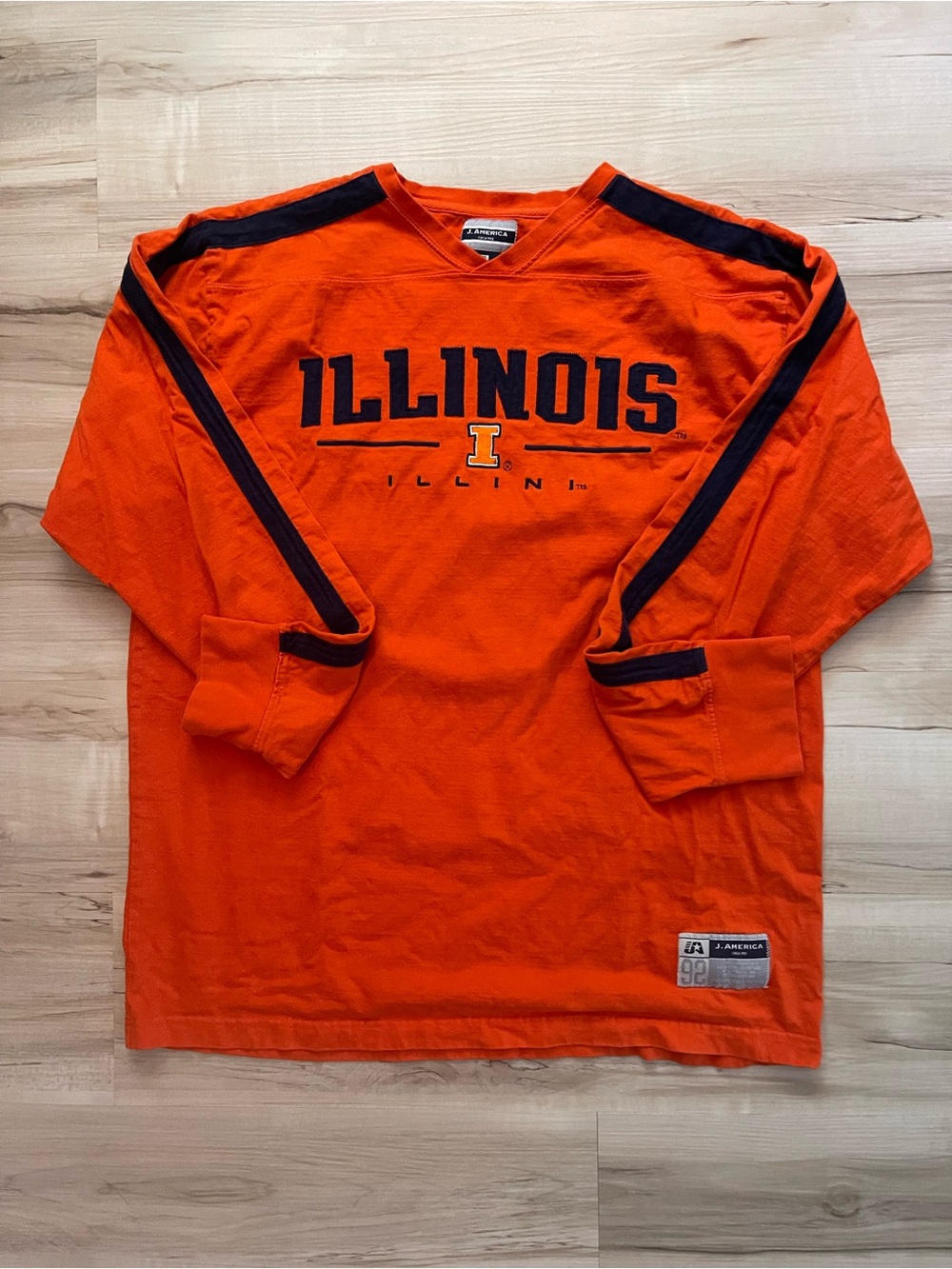 J. America Orange & Navy Illinois Long Sleeve Crewneck